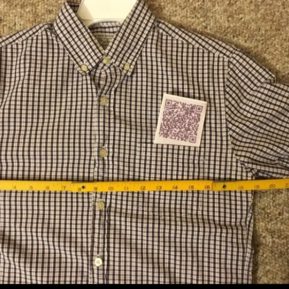 Men’s J.Crew Tailored 100% Cotton Plaid Dress Shirt, Sz S; Navy/White/Red